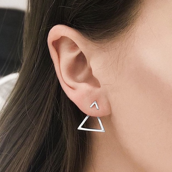 Jewelry - Minimalist Silver Triangle Earring Jackets